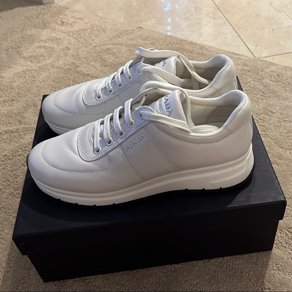Prada White Sneakers with Sleek Design